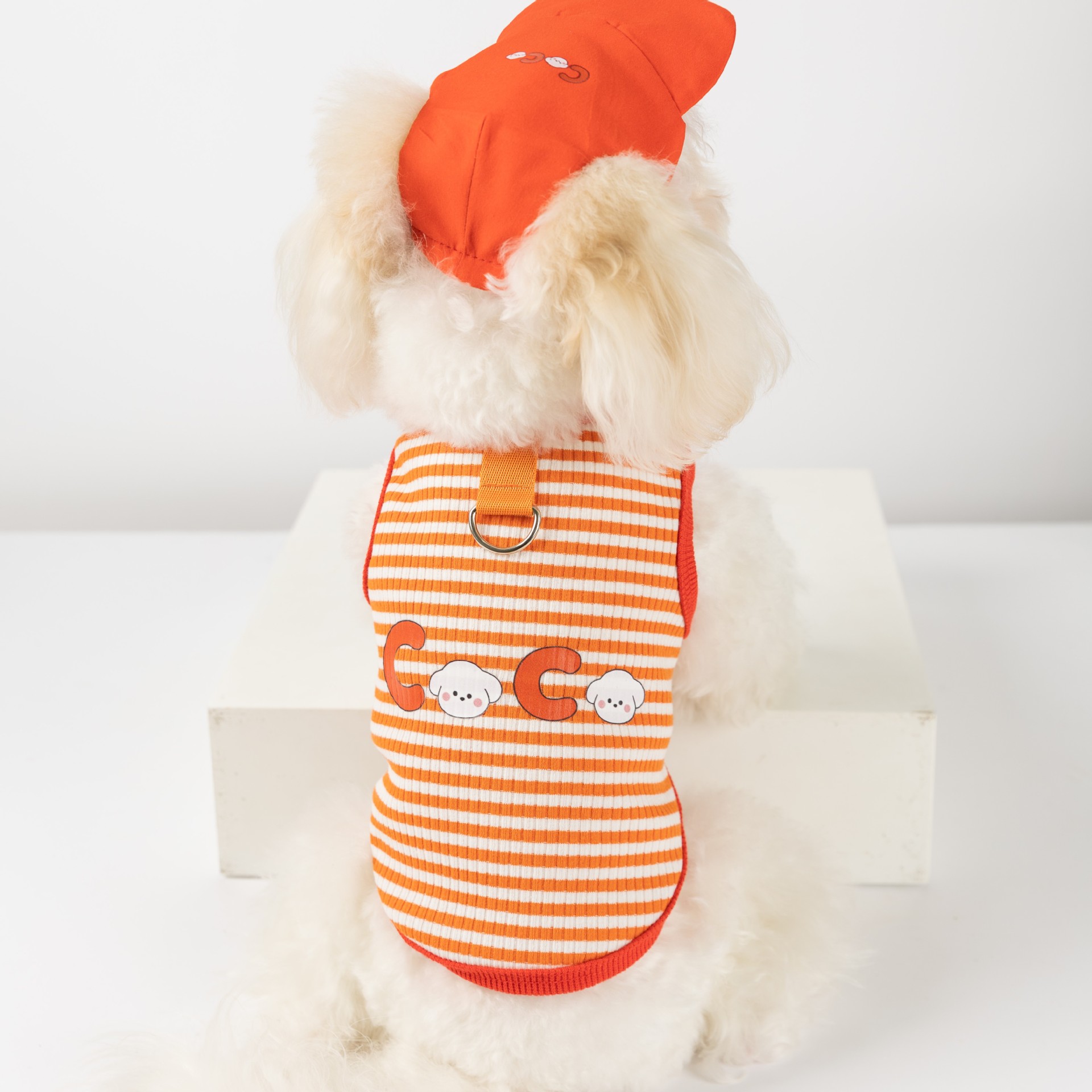 Pet Striped Vest with Cap and Leash