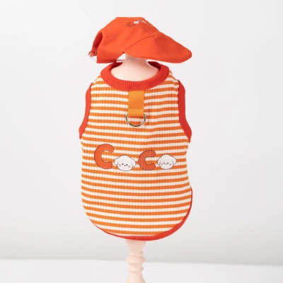 Pet Striped Vest with Cap and Leash 01