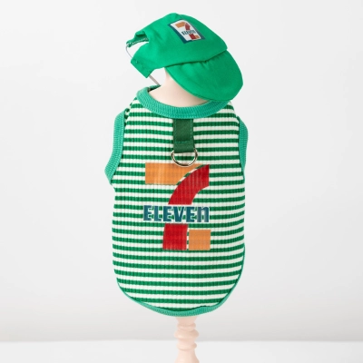 Pet Striped Vest with Cap and Leash 02