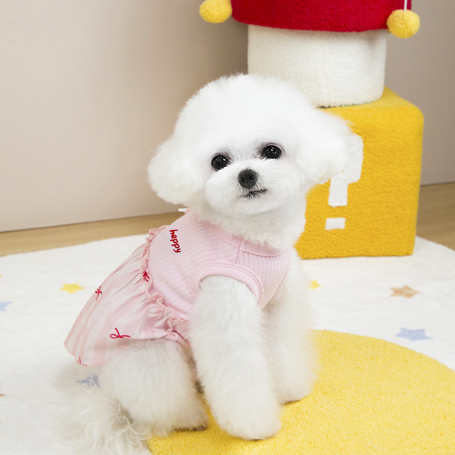 Pet Summer Thin breathable Cotton Spliced Dress