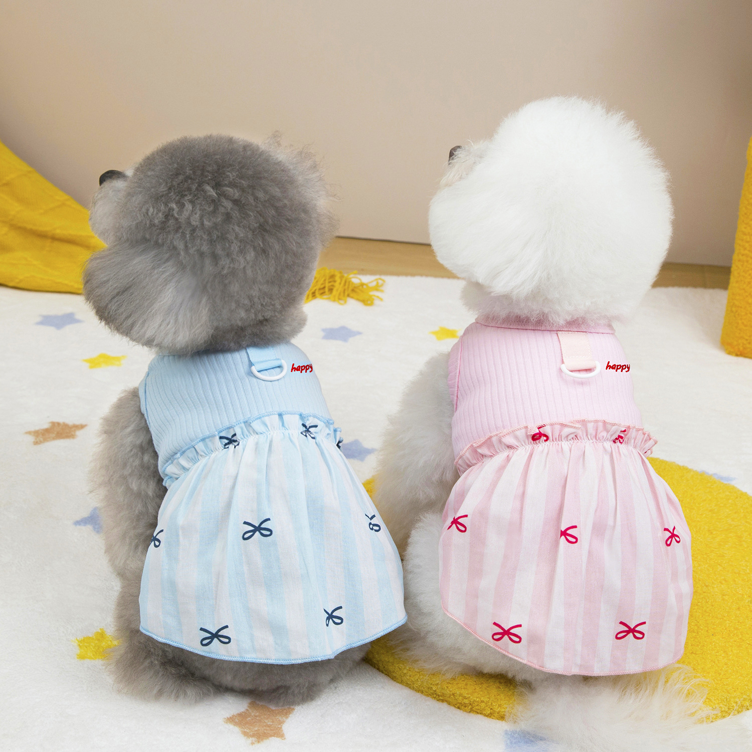 Pet Summer Thin breathable Cotton Spliced Dress