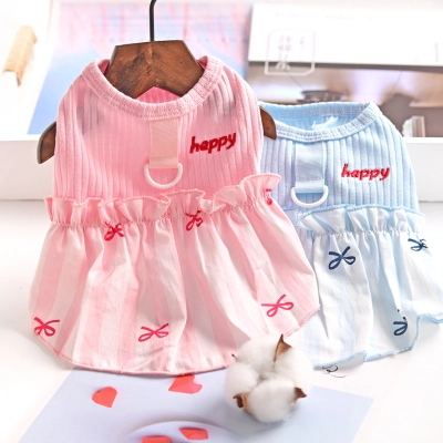 Pet Summer Thin breathable Cotton Spliced Dress 01