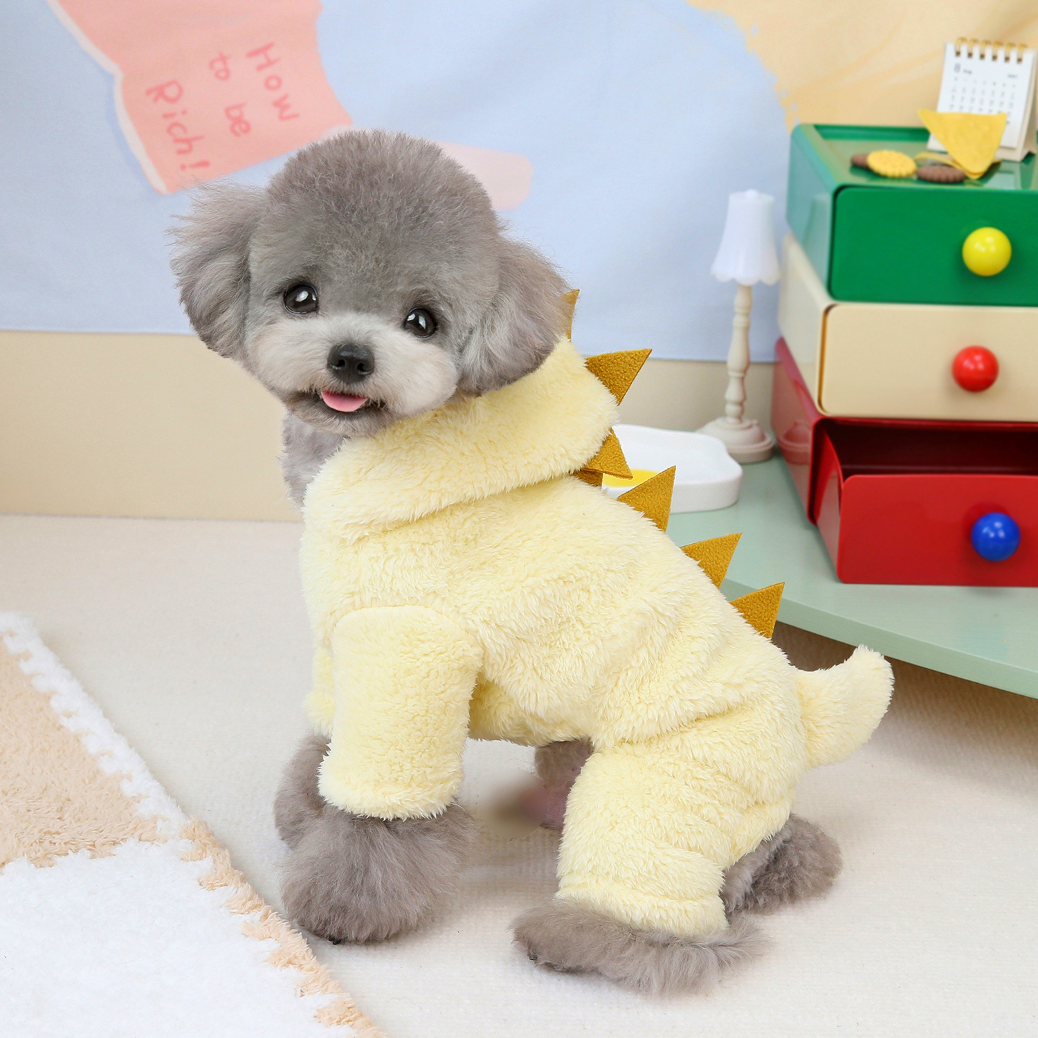 Dinosaur style Four legged Fleece Dog Coat