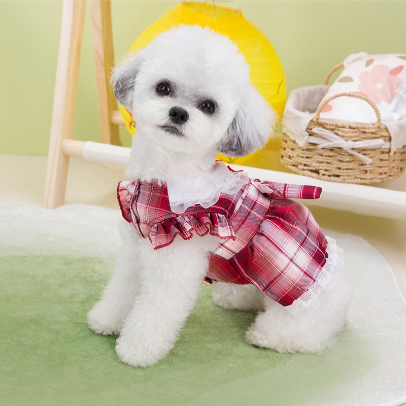 Pet Summer Princess School Bowknot Harness Dress