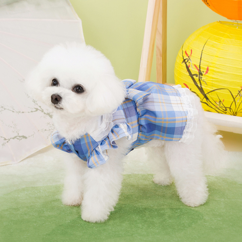 Pet Summer Princess School Bowknot Harness Dress