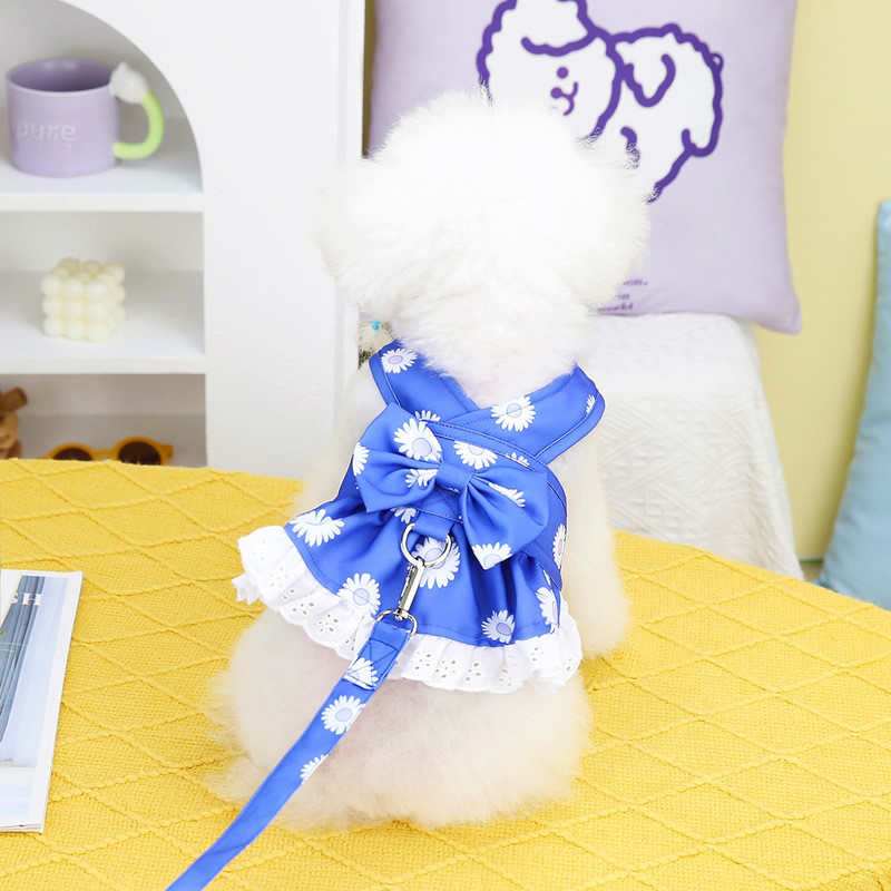Princess style Pet Harness Dress with Leash