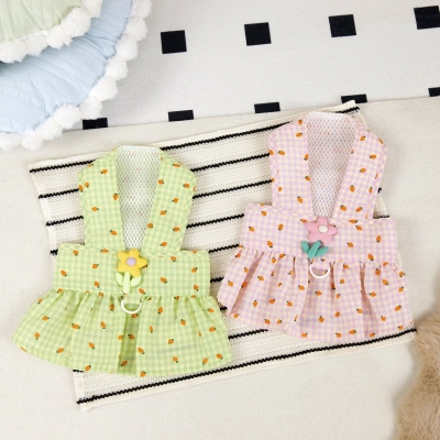 Pet Summer Princess Dress with Flower Leash 01