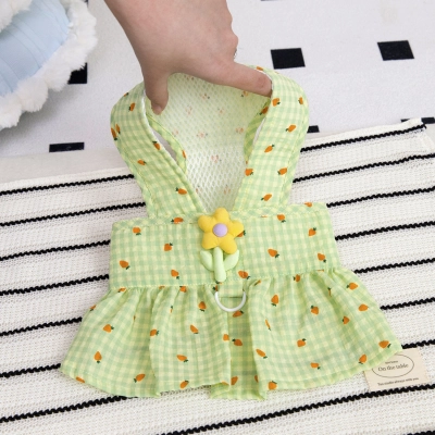Pet Summer Princess Dress with Flower Leash 02