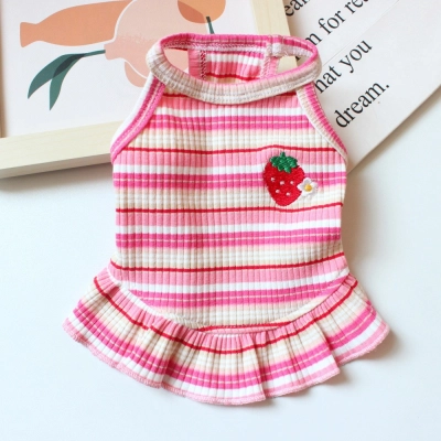 Strawberry Stripe Princess Dress for Pets 02