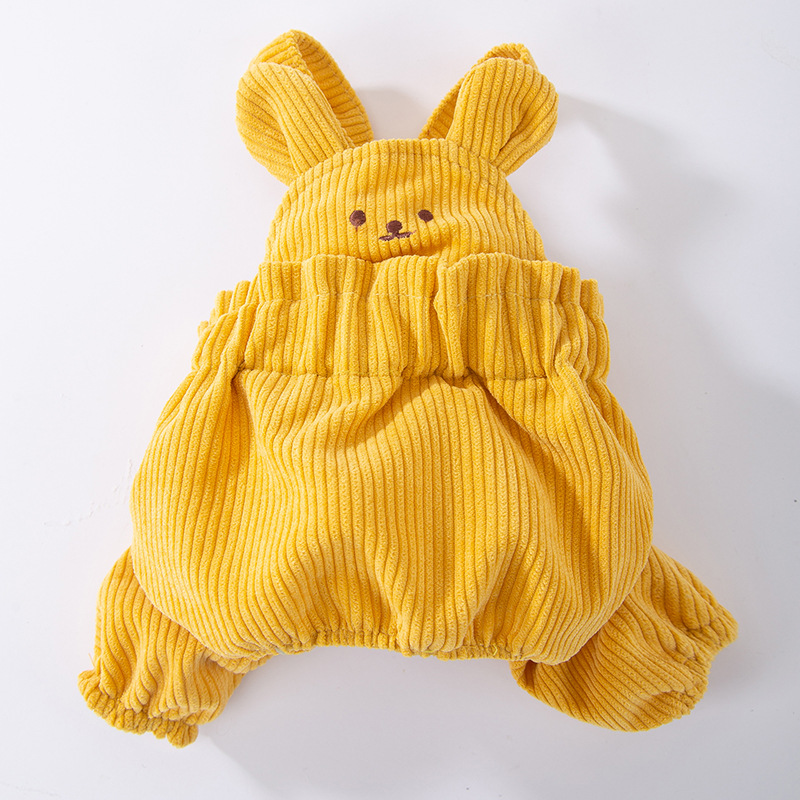 Adorable Bear shaped Pet Corduroy Warm Suspenders for Winter