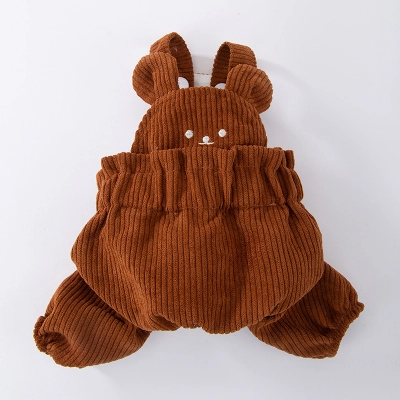 Adorable Bear shaped Pet Corduroy Warm Suspenders for Winter 02