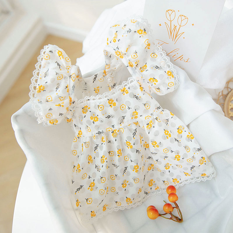 Pet Summer Fresh Hollow out Floral Dress