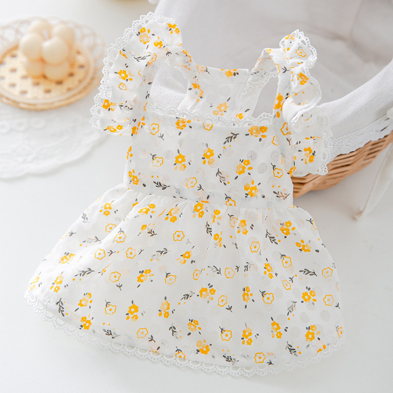 Pet Summer Fresh Hollow out Floral Dress