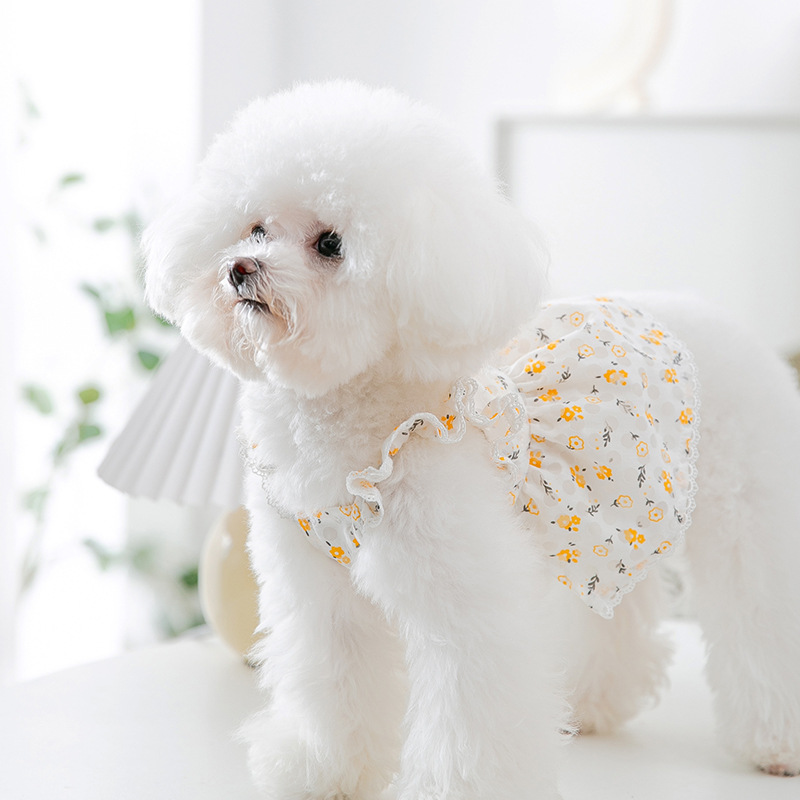 Pet Summer Fresh Hollow out Floral Dress