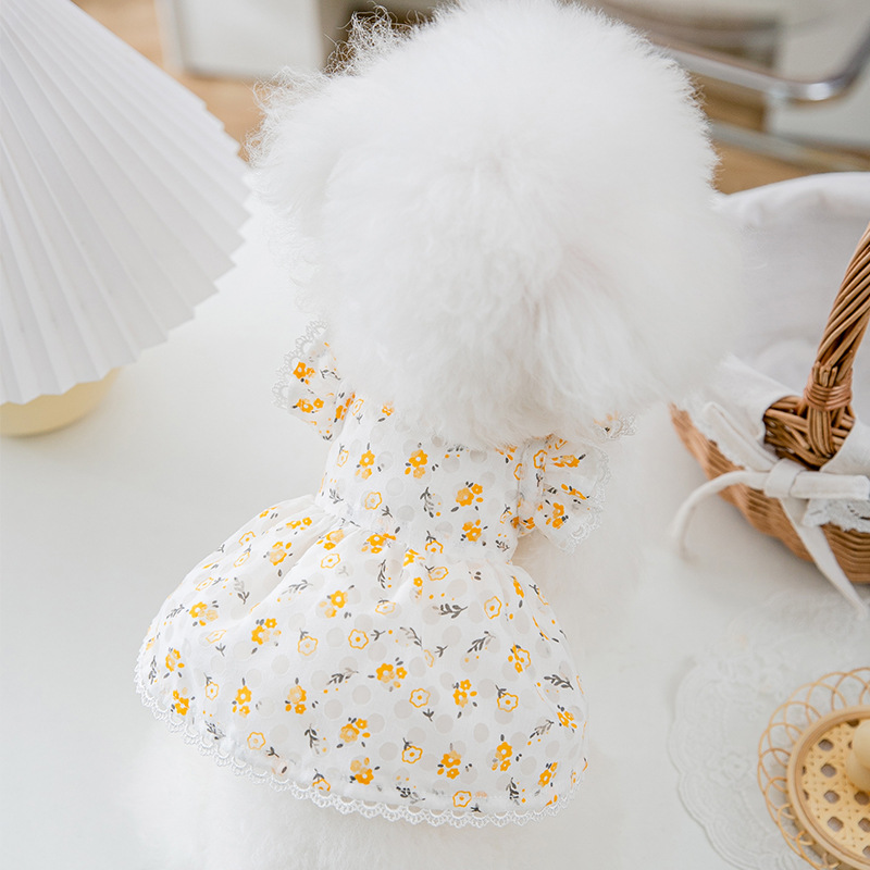 Pet Summer Fresh Hollow out Floral Dress