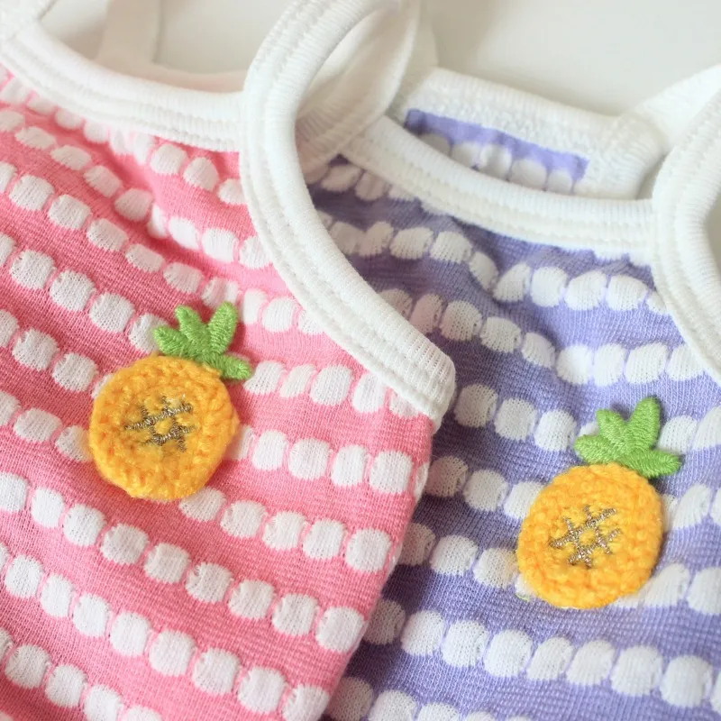 Sweet Polka Dot Pet Dress with Pineapple Charm