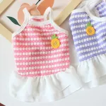 Sweet Polka Dot Pet Dress with Pineapple Charm
