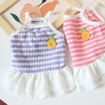 Sweet Polka Dot Pet Dress with Pineapple Charm