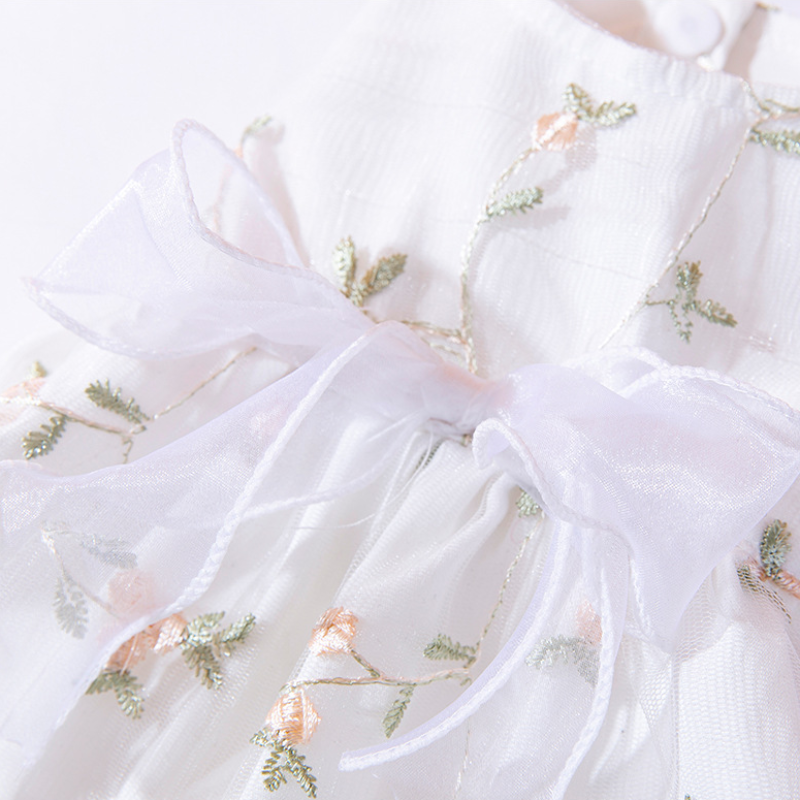 Pet Floral Princess Dress with Bow Summer Thin