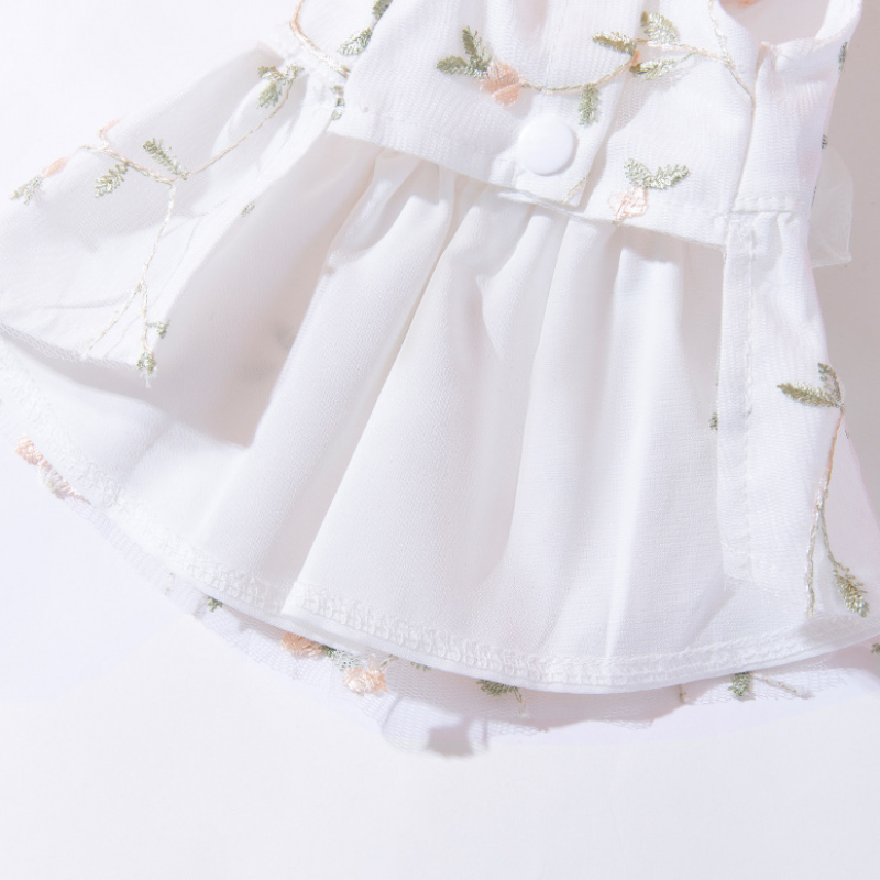 Pet Floral Princess Dress with Bow Summer Thin