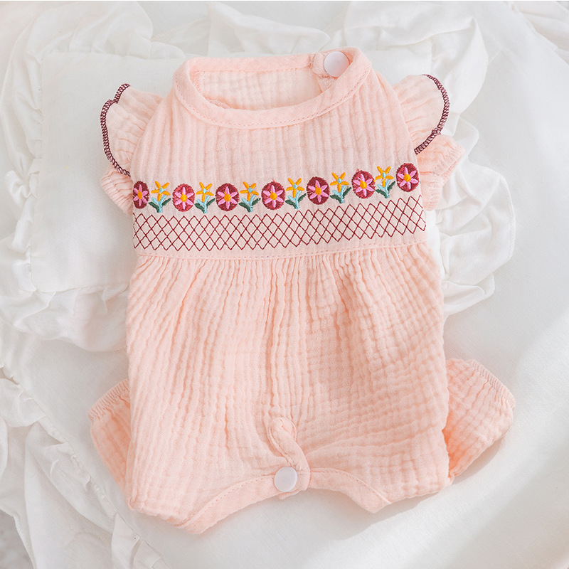 Floral Embroidered Pet Bodysuit