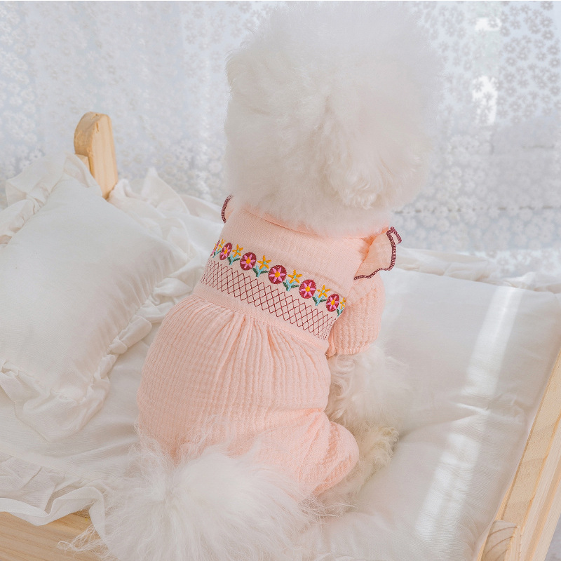 Floral Embroidered Pet Bodysuit