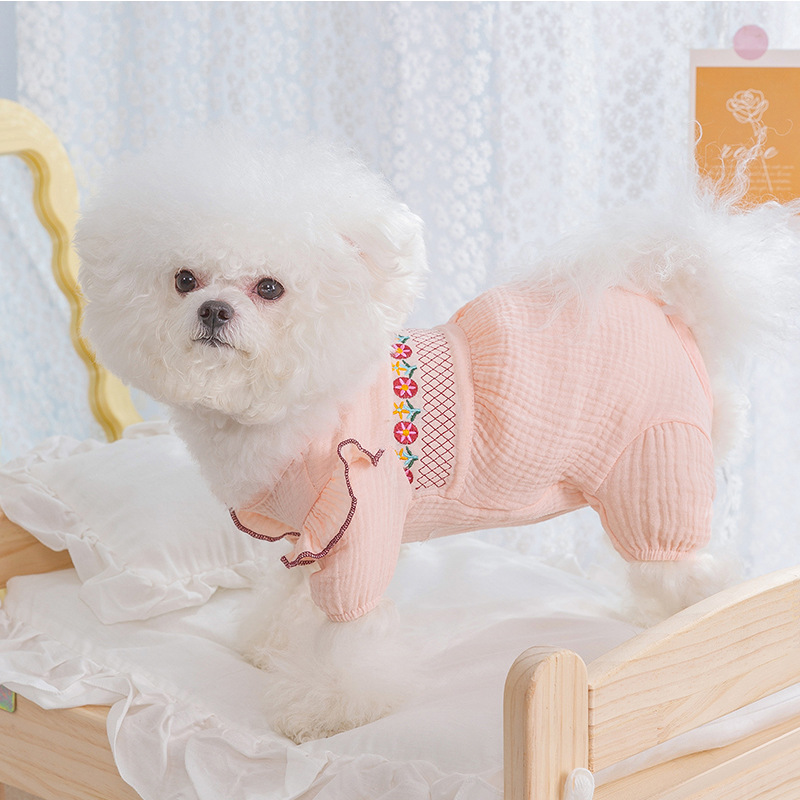 Floral Embroidered Pet Bodysuit