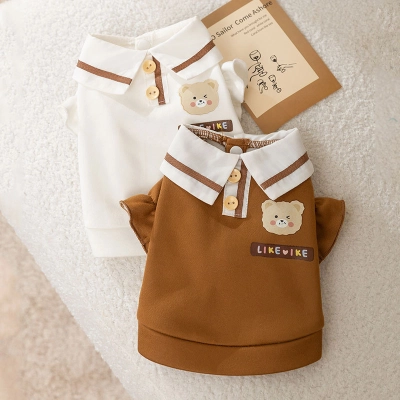 Autumn Pet Cartoon Bear Polo Collar Slim Hoodie 01