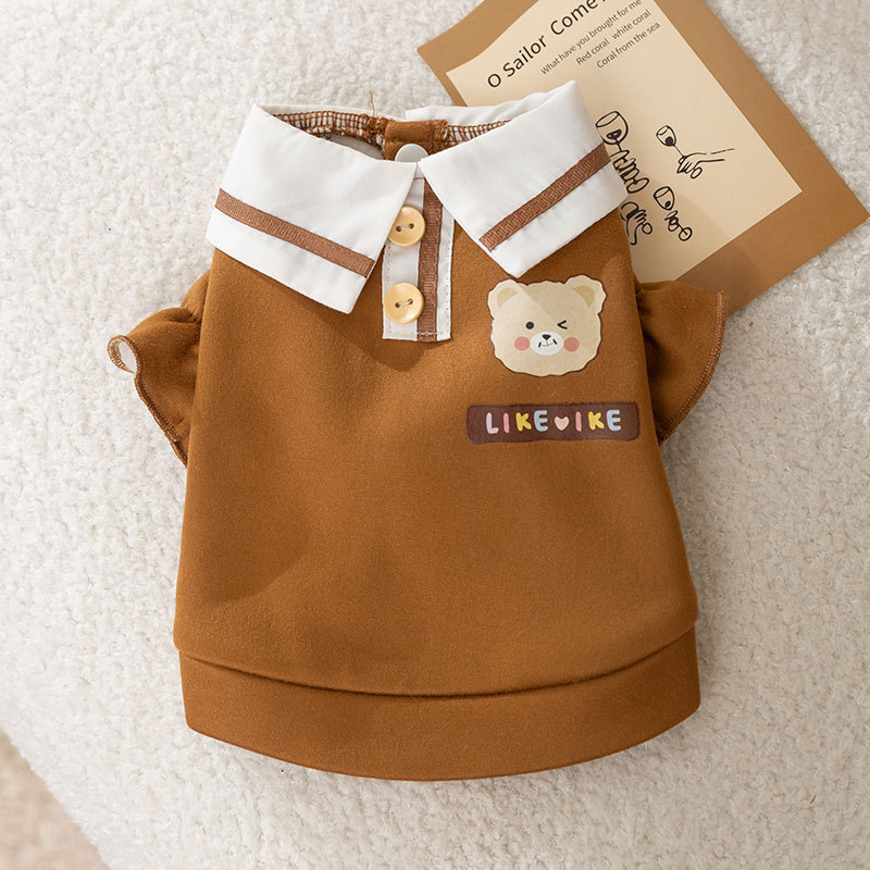 Autumn Pet Cartoon Bear Polo Collar Slim Hoodie