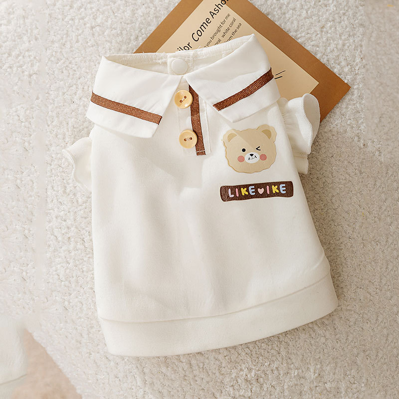 Autumn Pet Cartoon Bear Polo Collar Slim Hoodie