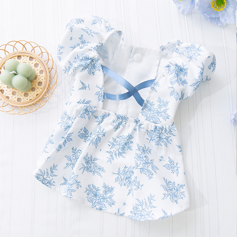  Summer Pet Camellia Print Backless Dress