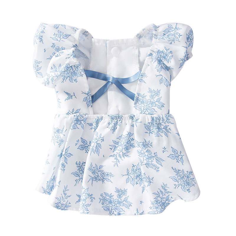  Summer Pet Camellia Print Backless Dress