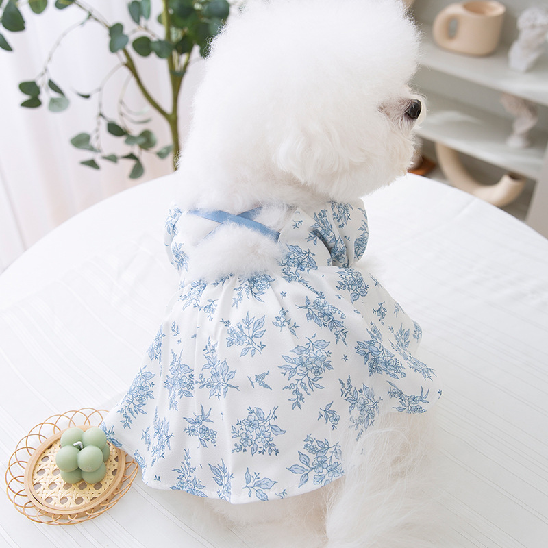  Summer Pet Camellia Print Backless Dress