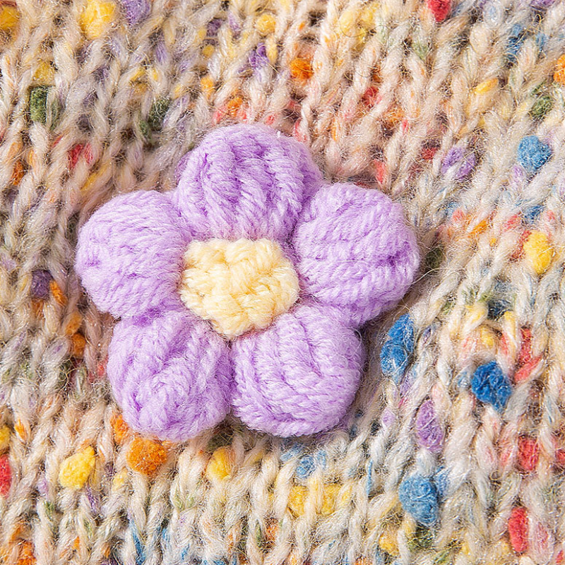 Cozy Pet Winter Knit Sweater with Floral Accents