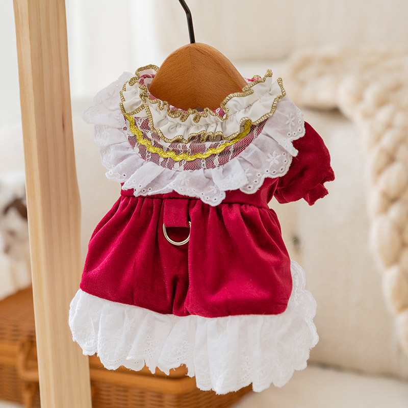 Pet Winter Lace Trimmed Dress