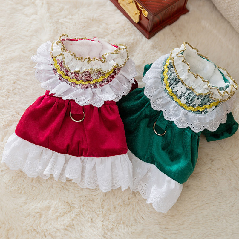 Pet Winter Lace Trimmed Dress
