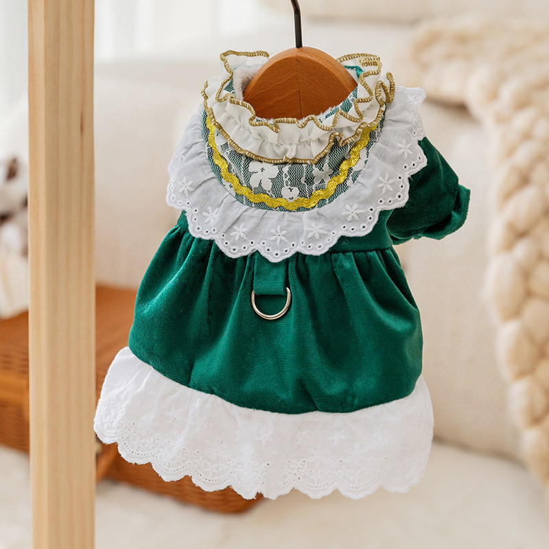Pet Winter Lace Trimmed Dress