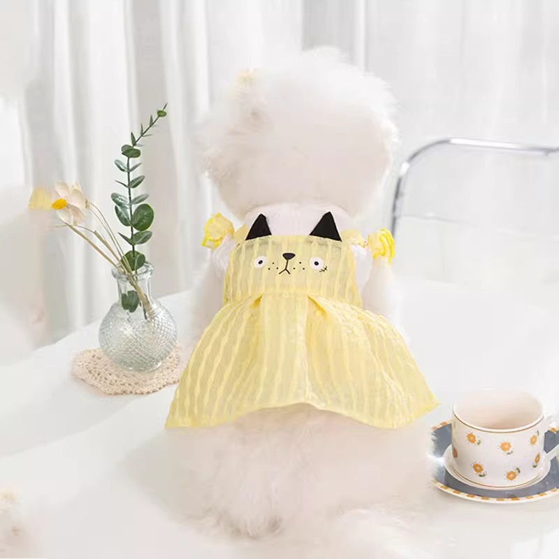 Cat Checkered Dress 3D Cat Face Sheer Mesh Skirt