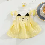 Cat Checkered Dress 3D Cat Face Sheer Mesh Skirt