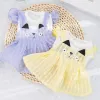 Cat Checkered Dress 3D Cat Face Sheer Mesh Skirt