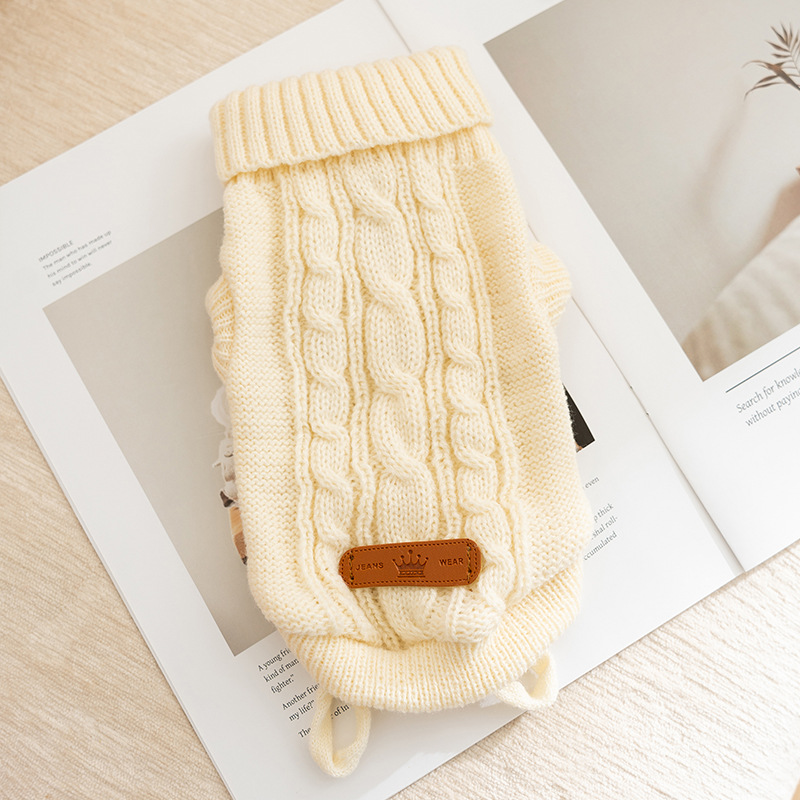 Winter Pet Simple Cable Knit Warm Sweater