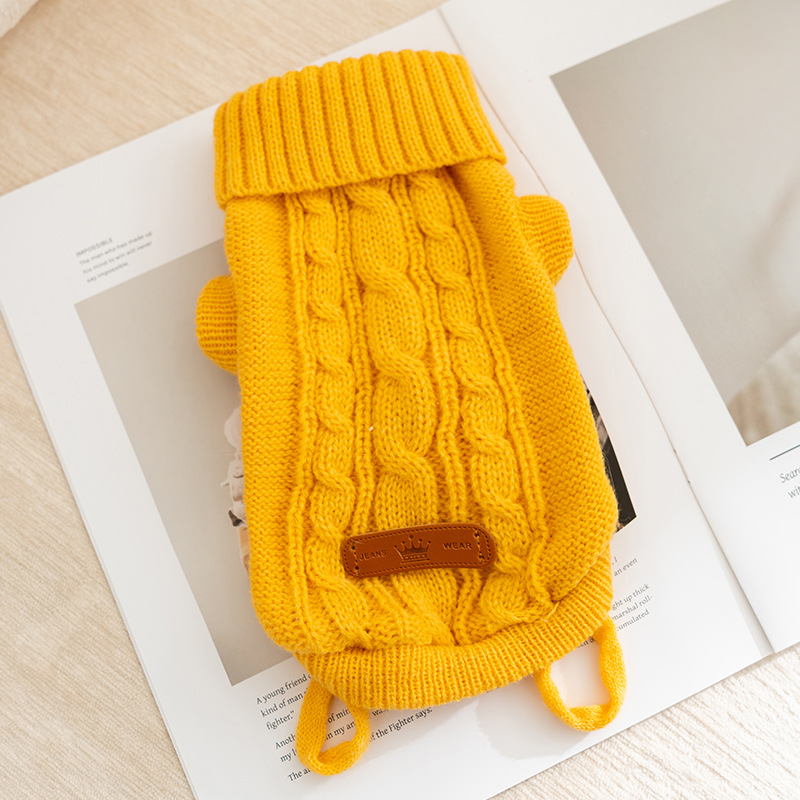 Winter Pet Simple Cable Knit Warm Sweater