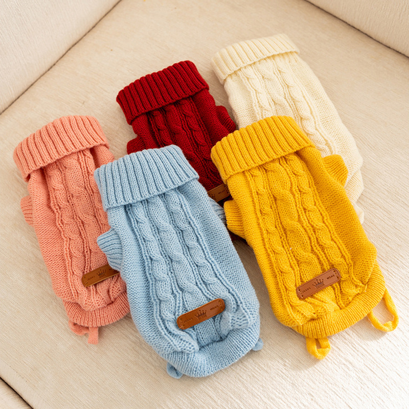 Winter Pet Simple Cable Knit Warm Sweater