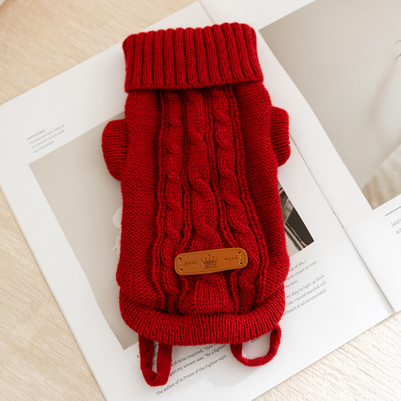 Winter Pet Simple Cable Knit Warm Sweater