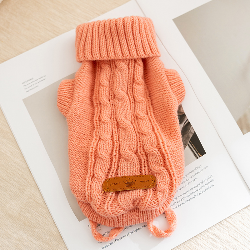 Winter Pet Simple Cable Knit Warm Sweater