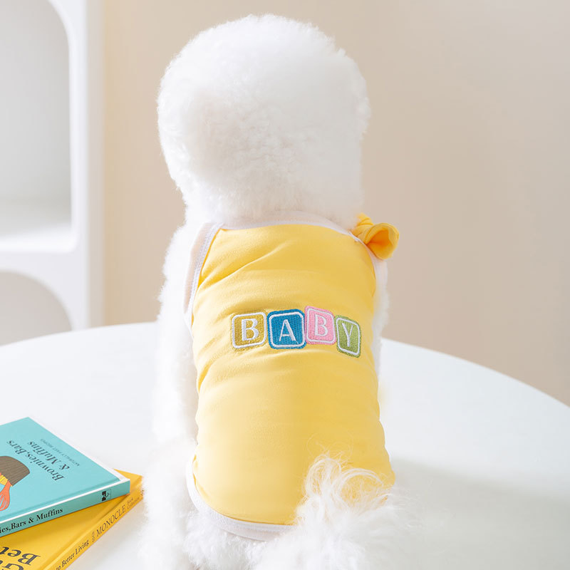 Summer Pet Macaron colored Bowknot Sling Vest