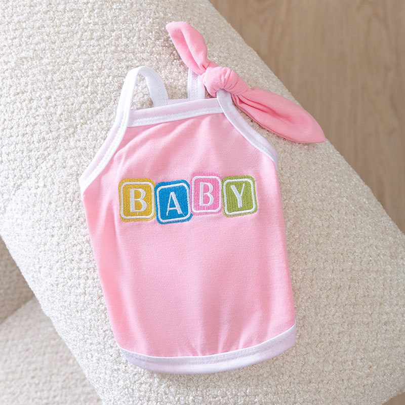 Summer Pet Macaron colored Bowknot Sling Vest