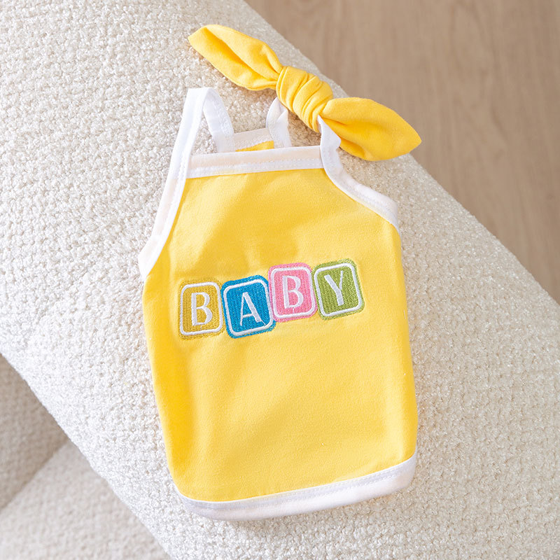 Summer Pet Macaron colored Bowknot Sling Vest