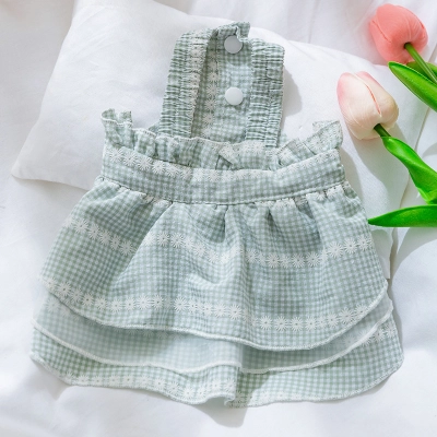 Summer Pet Daisy Checkered Suspender Dress 02