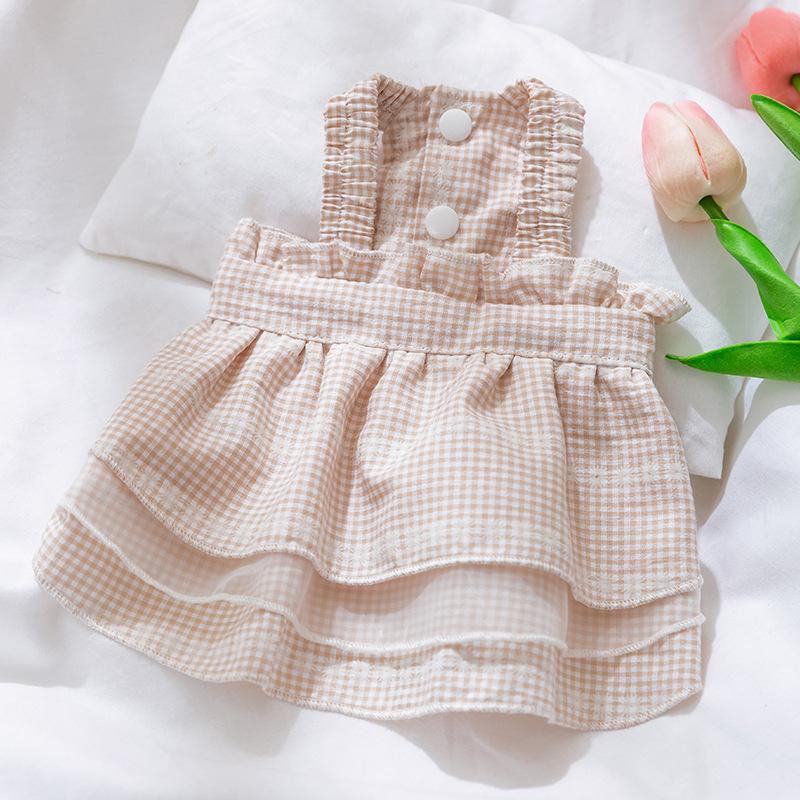 Summer Pet Daisy Checkered Suspender Dress